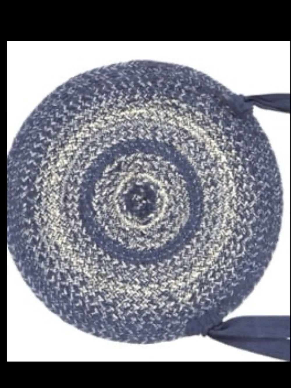 Jute Seat Pad with Ties 15” Round - BLUE